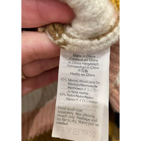 Madewell Tilden Merino Wool Blend Stripe Pullover Sweater Sz XS Chunky Knit - Picture 4 of 5